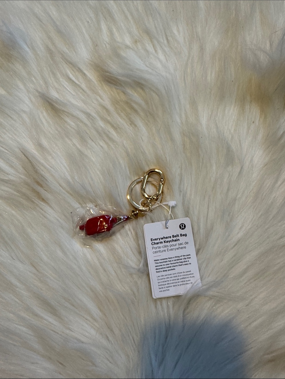 Lululemon Everywhere Belt Bag Charm Keychain- lulu red/gold